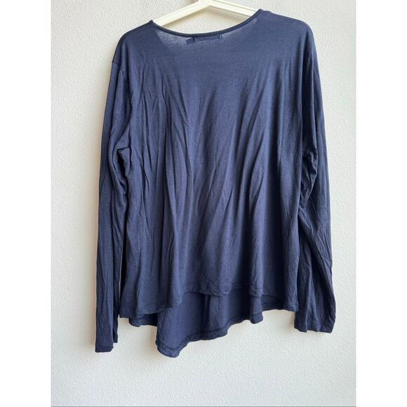 Gudrun Sjoden Wool Blend Long Sleeve Navy Blue Top Blouse Size XL Asymmetric - Picture 5 of 5